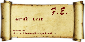 Fabró Erik névjegykártya